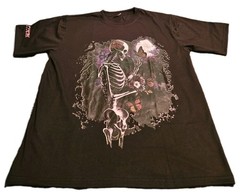 Melange Feelings Skeleton/Butterfly Black Screen Print Double-sided T-Shirt 2XL