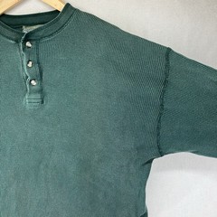 Vintage 90s Thermal Heavyweight Waffle Henley T-Shirt Men XL Hunter Green Y2k