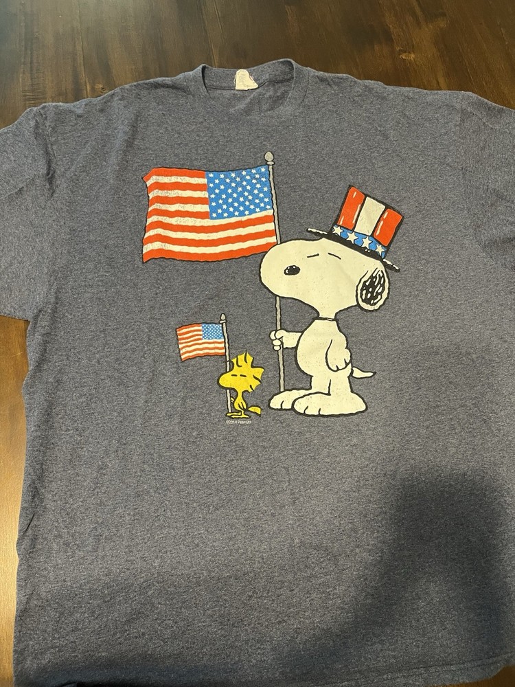 Snoopy And Woodstock American Flag Teeshirt