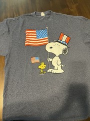 Snoopy And Woodstock American Flag Teeshirt