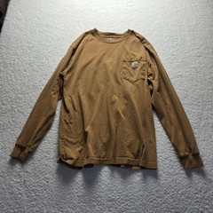 Carhartt Shirt Mens Medium Brown Long Sleeve Pocket Tagless Workwear Tee Jersey