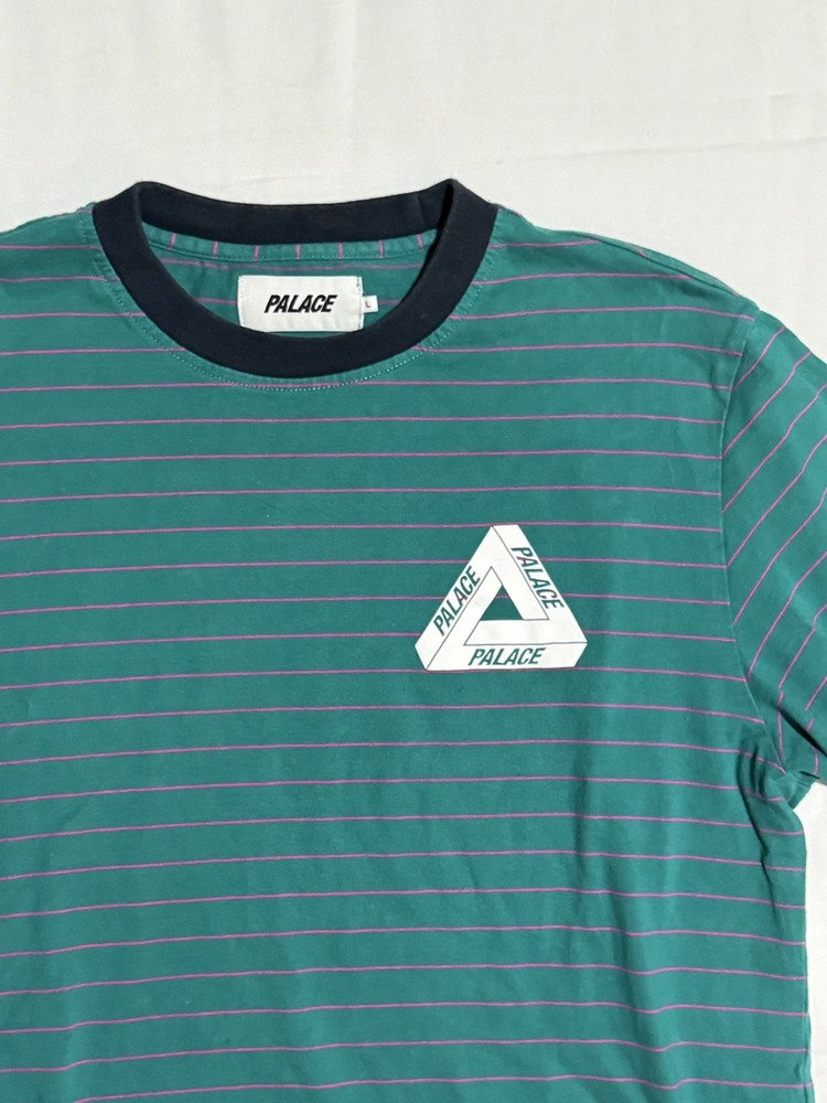 PALACE MEN’S LARGE PETIT STRIPE 220 SS T-SHIRT TEAL & PINK (Fall/Winter 2017)