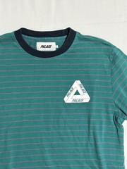 PALACE MEN’S LARGE PETIT STRIPE 220 SS T-SHIRT TEAL & PINK (Fall/Winter 2017)