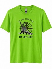 NEW Let Find Some Place To Get Lost Shirt Deer Compass Outdoor Graphic Tee Sz M