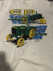 VTG Single Stitch John Deere GP General Purpose Antique Tractor T Shirt White XL