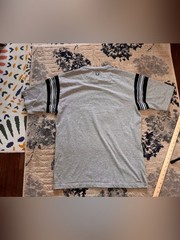 Ecko Unltd Grey T-Shirt with Black and White Sleeve Stripes