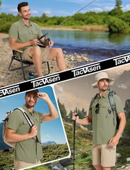 Mens Fishing Shirt Cool Hiking Button Up Quick Dry Short Sleeve UPF50+ Sun Shirt