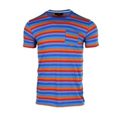 Beautiful Giant Men’s Fashion Striped Pocket T-shirt Crewneck Regular ORANGE