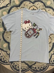 Sanrio Hello Kitty Blue Graphic Print Logo Crew Neck Tagless T-Shirt M