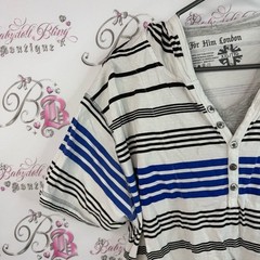For him London T-shirt, hoodie, Y2K Striped Henley Shirt with Blue Accents