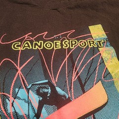 Vintage Fruit Of The Loom Canoe Sport Black XL Shirt Ann Arbor Made In USA
