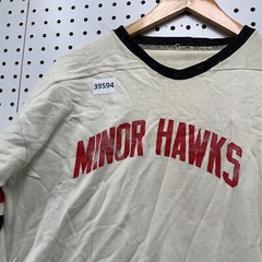 Vintage Minor Hawks Hockey Jersey Mens Large Beige TRUE Vintage Made uSA
