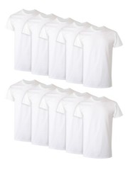 10 Pack Hanes Men’s White Crew T-Shirt Super Value Cotton Size S-3XL