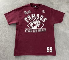 Y2K Famous Stars And Straps Shirt Mens L Logo Burgundy *Pits* Distressed *Mark