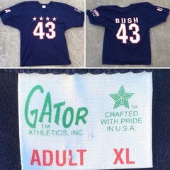 Bush 43 President George W Bush Jersey Style T Shirt Gator Size XL Made In USA