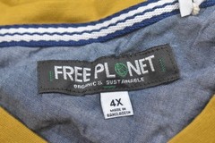 Free Planet Shirt Mens 4X Yellow Henley Organic Cotton Pocket Sustainable