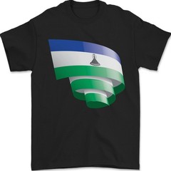 Curled Lesotho Flag Basotho Day Football Mens T-Shirt 100% Cotton