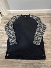 Ariat FR Shirt Mens 2XL Tall Black Camo Military Workwear Long Sleeve Cat 2 2112