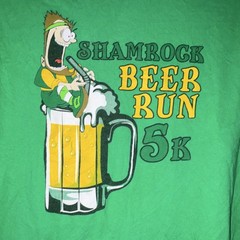 Gildan Heavy Cotton Men’s L Green Shamrock Beer Run 5K Graphic Long Sleeve Tee