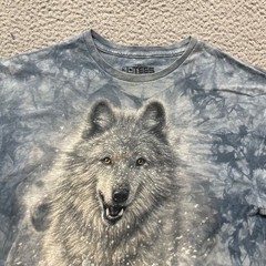 The Mountain Shirt Adult L Blue Tie Dye Wolf Arctic Snow 3D Tees Graphic T-shirt
