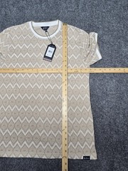 Ben Sherman Shirt Mens Medium Beige White Coconut Milk Jacquard Knit Retro Mod