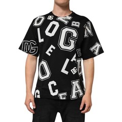 DOLCE & GABBANA T-shirt Black Cotton Letter Print Short Sleeve IT48/US38/M $900