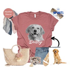 Custom Pet Portrait Comfort Tee Personalized Dog Cat Photo Shirt