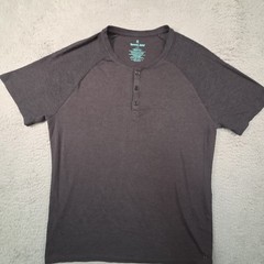 Tommy John Shirt Mens L Henley Grey S/S Modal Lightweight Breathable Basic Layer
