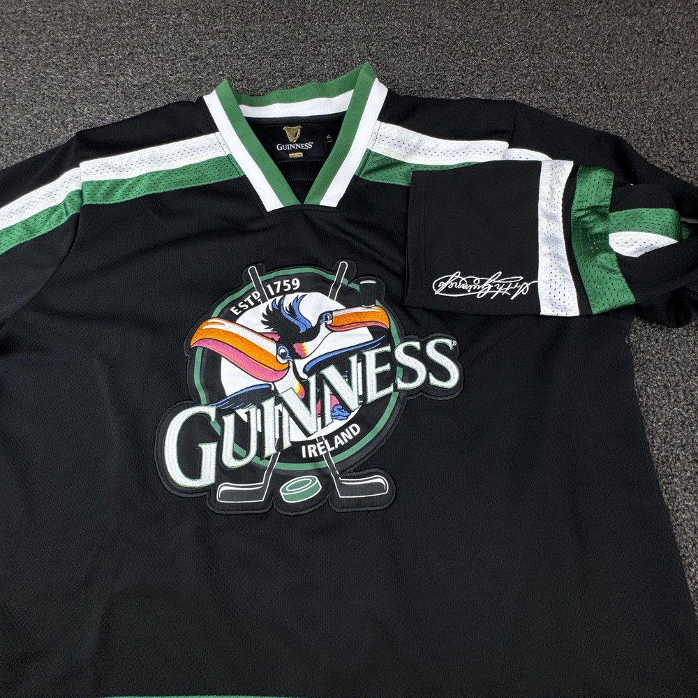 Guinness Mens XL Hockey Jersey Medium Ireland 1759 Promo Toucan Black Green