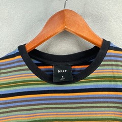 Huff Mens Shirt Small Blue Contrasting Trim Casual Short Sleeve Embroidered Logo