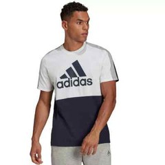 NWT ADIDAS Big & Tall Men’s 3 Stripe Colorblock T-Shirt Navy Blue Gray