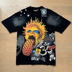 Hell Studios star Flame lip nail printing Tee Mens Short Sleeve T-shirt