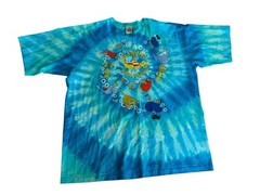 Vintage 2004 Liquid Blue The Beatles Yellow Submarine Blue Tie Dye T Shirt XXL