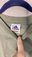 Vtg Y2K Adidas 3 Stripe Crewneck T-shirt Green Red Logo Mens Small Made in USA