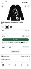 OVO Skeleton Longsleeve Shirt Size Large