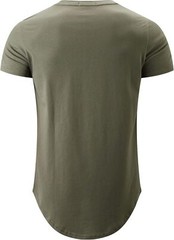 Mens 100% Cotton Pre-Shrunk Longline Crewneck T-Shirt Hip Hop Urban Style S-4XL