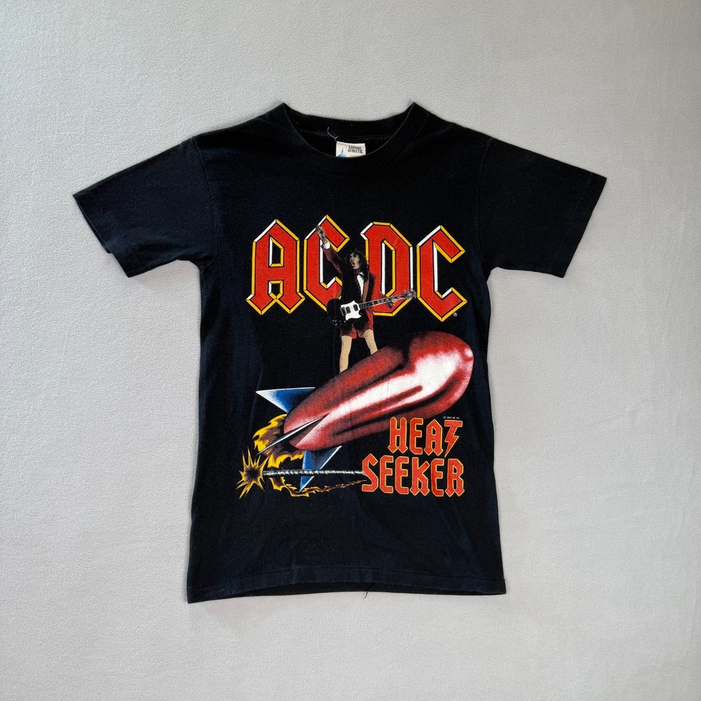 VTG ACDC T-Shirt Mens S Heat Seeker World Tour Single Stitch USA LICENSED 80s