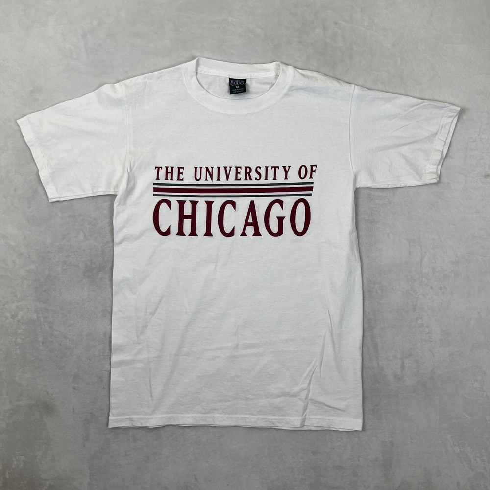 Vintage University Of Chicago T-Shirt Mens Small White College MV Sport Oversize