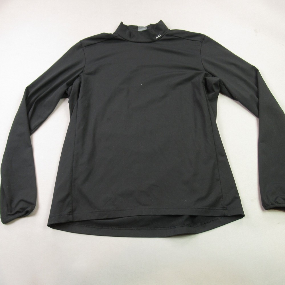 REI Shirt Mens XL Long Sleeve High Neck Outdoors Midweight Black Stretch