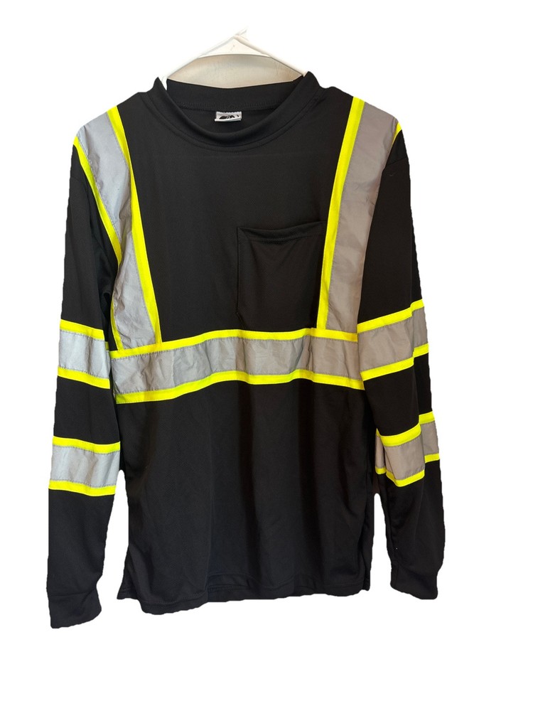 Men’s golden elephant long sleeve black reflective pocket T-shirt size S (341)