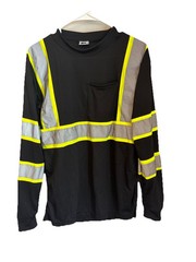 Men’s golden elephant long sleeve black reflective pocket T-shirt size S (341)