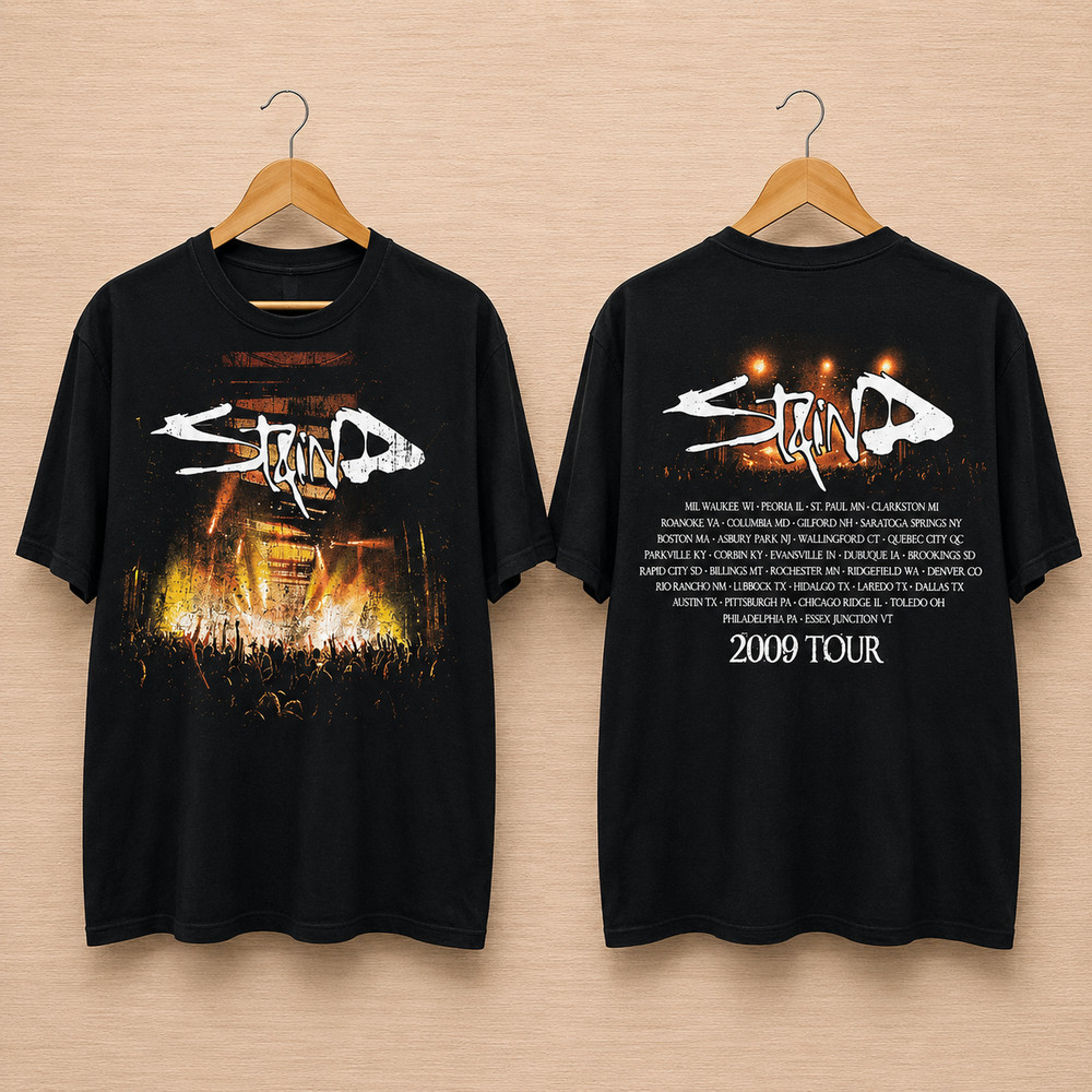 Staind 2009 Double Sided Concert Tour Graphic T Shirt S-5XL