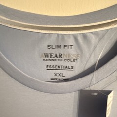 Wearness Kenneth Cole Essentials Slim Fit Blue Short Sleeve Crew Neck Tee XXL