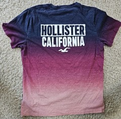 Hollister California Ombre Gradient Blue Purple Cotton T-Shirt Men’s Large Tee