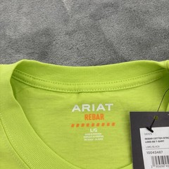 Ariat Rebar Shirt Men L Short Sleeve Shirt T Tee Hi Vis Green Double Sided NWT