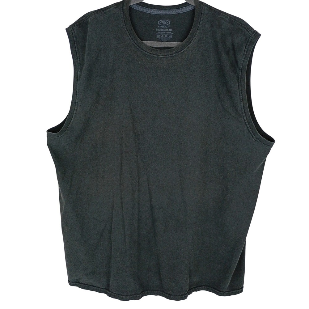 Athletic Works Mens 2XL Black Muscle Tee Sleeveless Cotton Gym Shirt 50-52