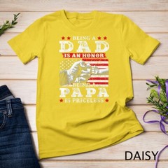 Mens Being Dad is an Honor Being Papa is Priceless USA Flag Unisex T-shirt