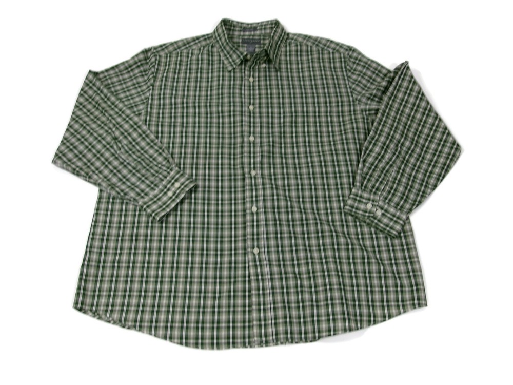 Saddlebred Mens Casual Shirt Size XXL Green Plaid Button Down Easy Care