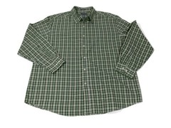 Saddlebred Mens Casual Shirt Size XXL Green Plaid Button Down Easy Care