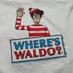 Where’s Waldo? T-Shirt Mens XXL White Long Sleeve Graphic Cartoon Camping Map